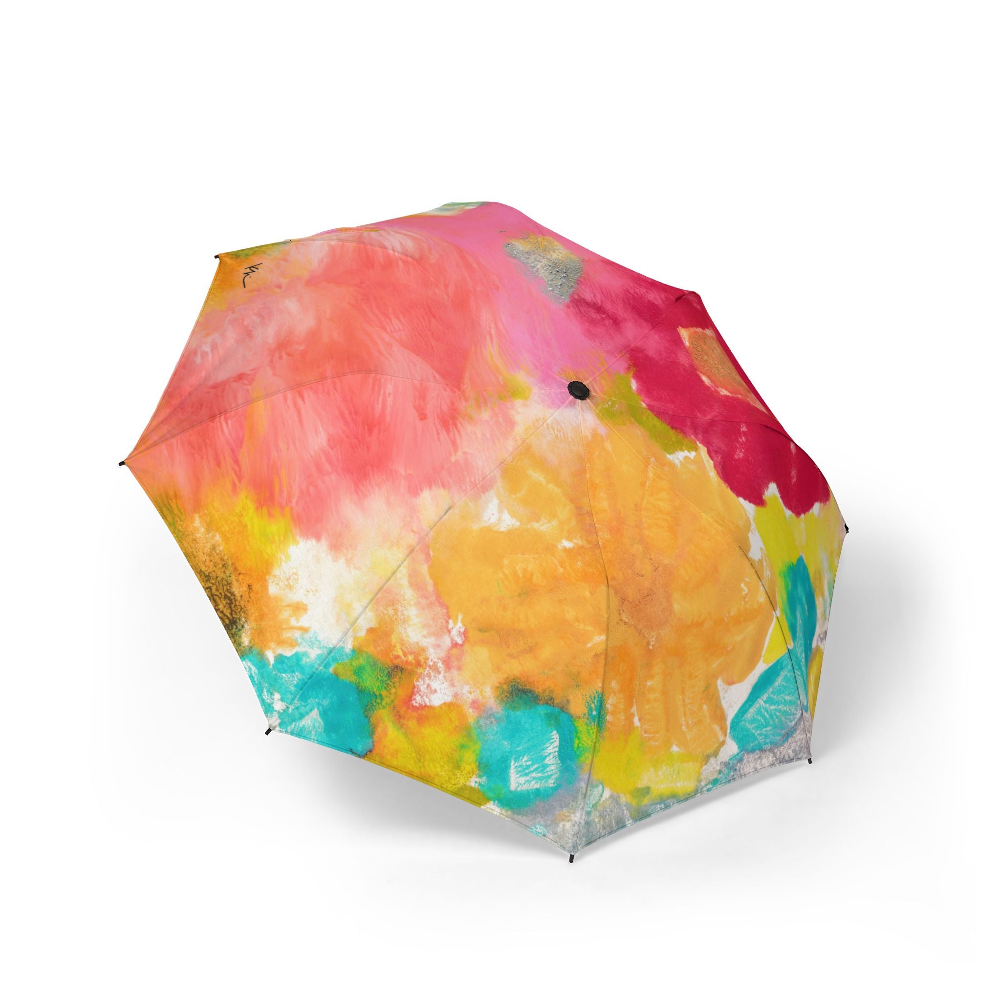 Colorful floral-patterned umbrella on a white background. Art on the Go!