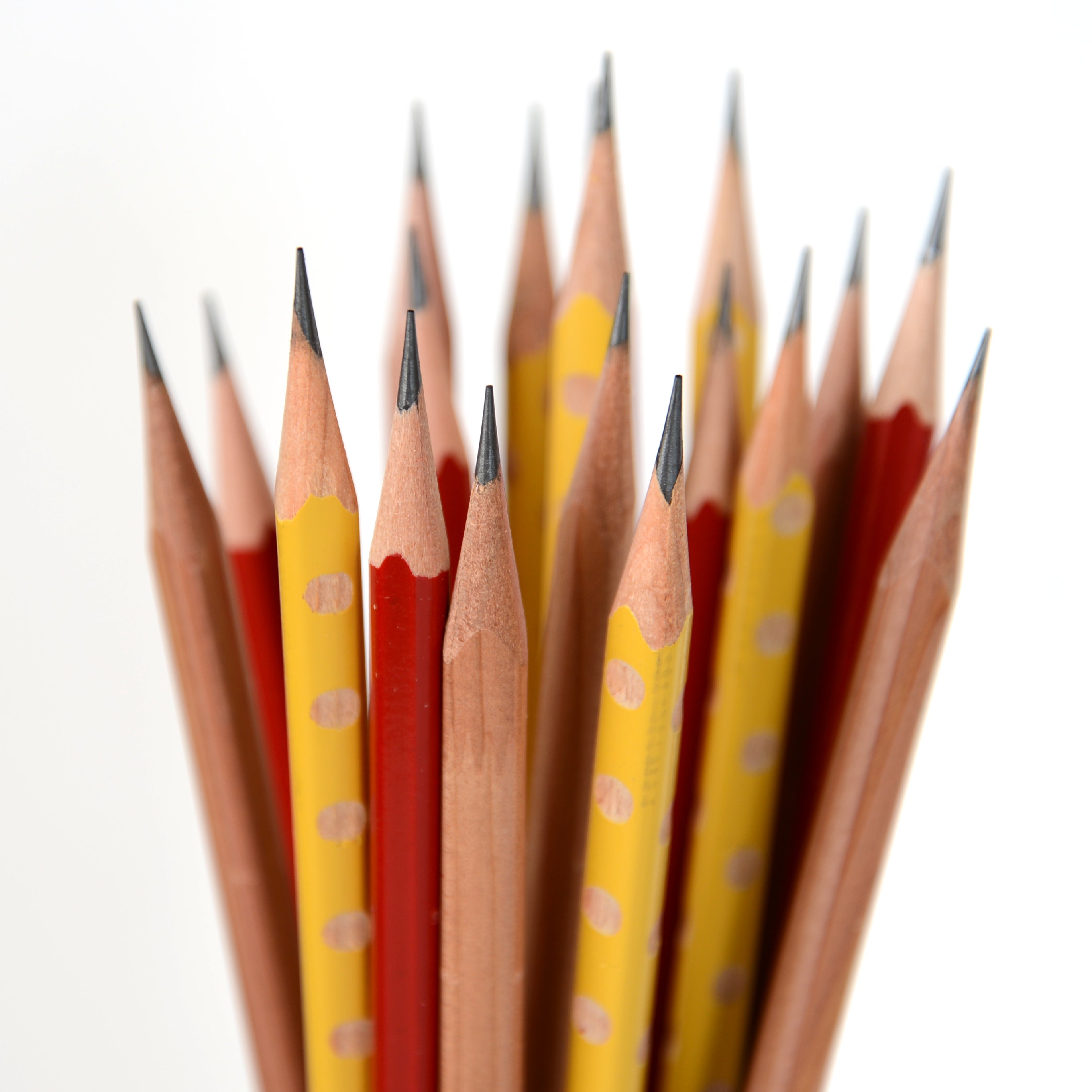 Set of graphite pencils sharpened tips