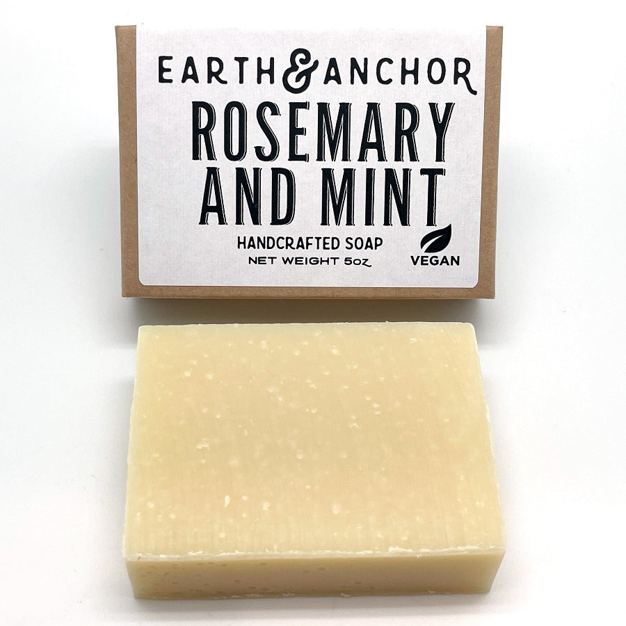 Earth & Anchor Rosemary and Mint handcrafted soap on a white background