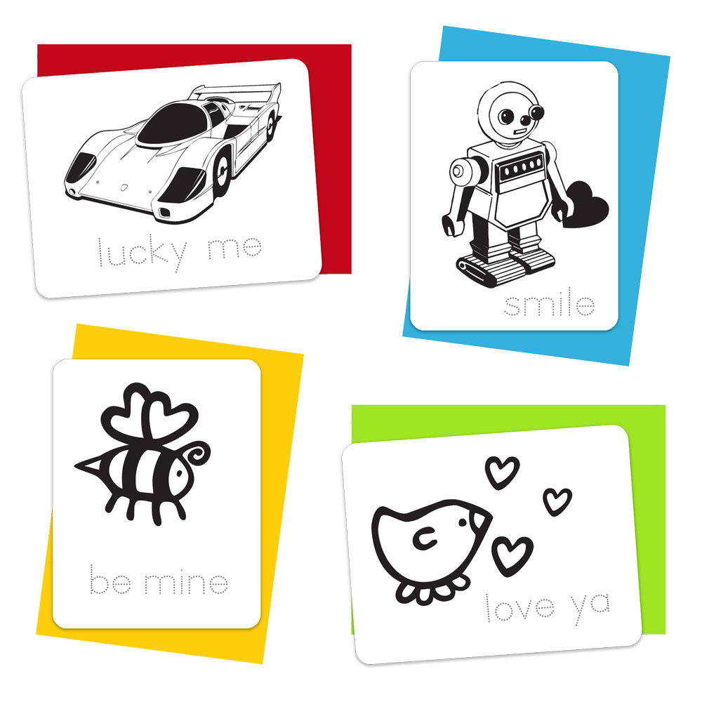 Bold and easy coloring cards for kids to color for Valentine's Day