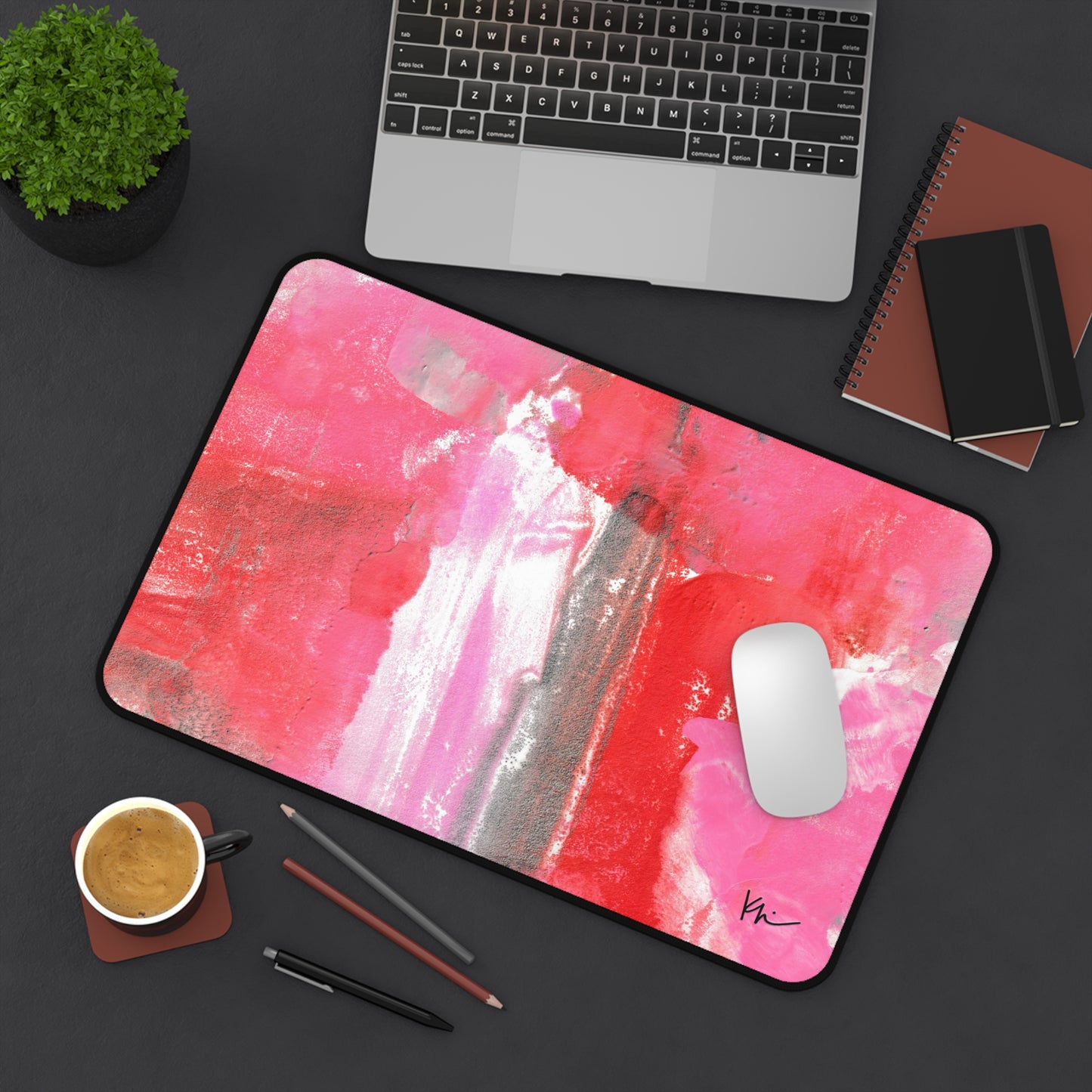 Desk Mat Pink + Red