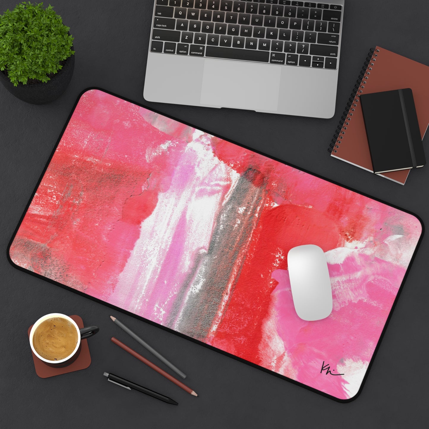 Desk Mat Pink + Red