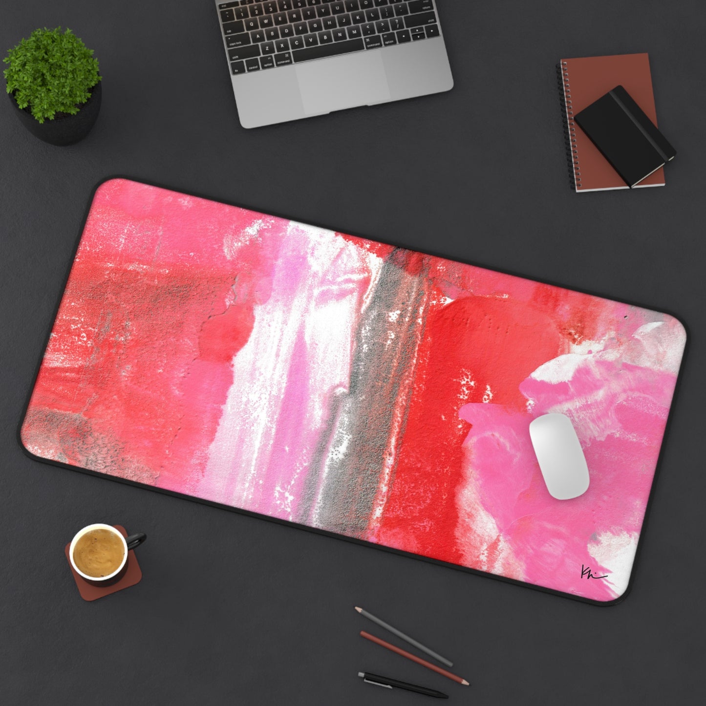 Desk Mat Pink + Red