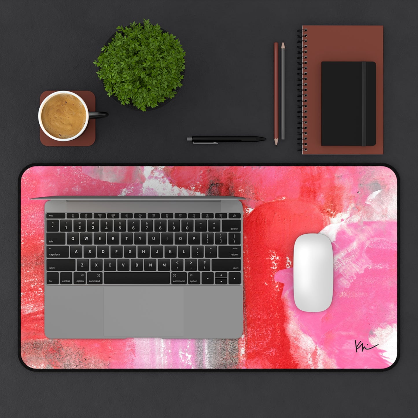 Desk Mat Pink + Red