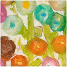 Art on the Go! Colorful abstract floral painting reproduced on a large square scarf