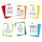 Coloring cards for kids. Happy birthday cards for kids to color and trace the letters to practice handwriting.