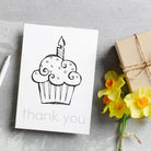 Birthday thank you notes to color in and trace the words "thank you" are fun and easy for kids to make their own cards.