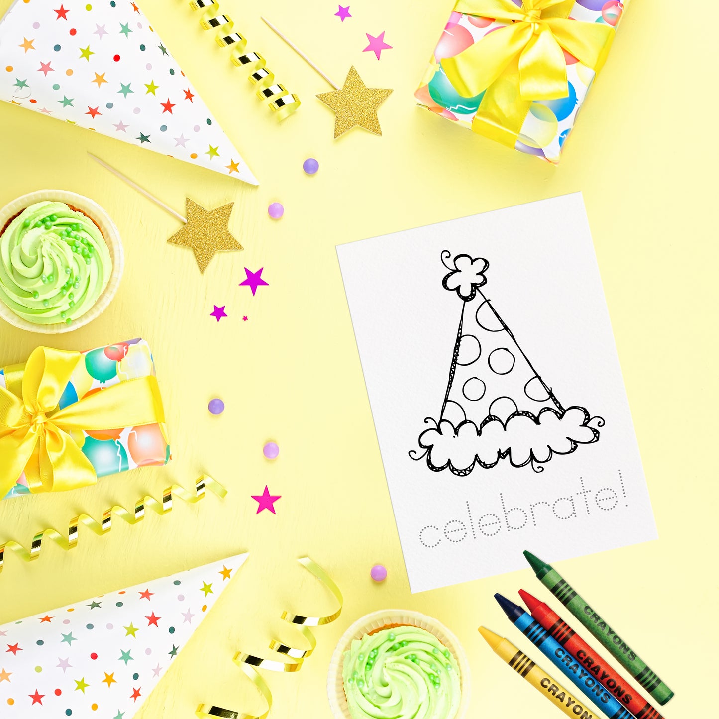 Happy Birthday Doodle Wishes Coloring Cards