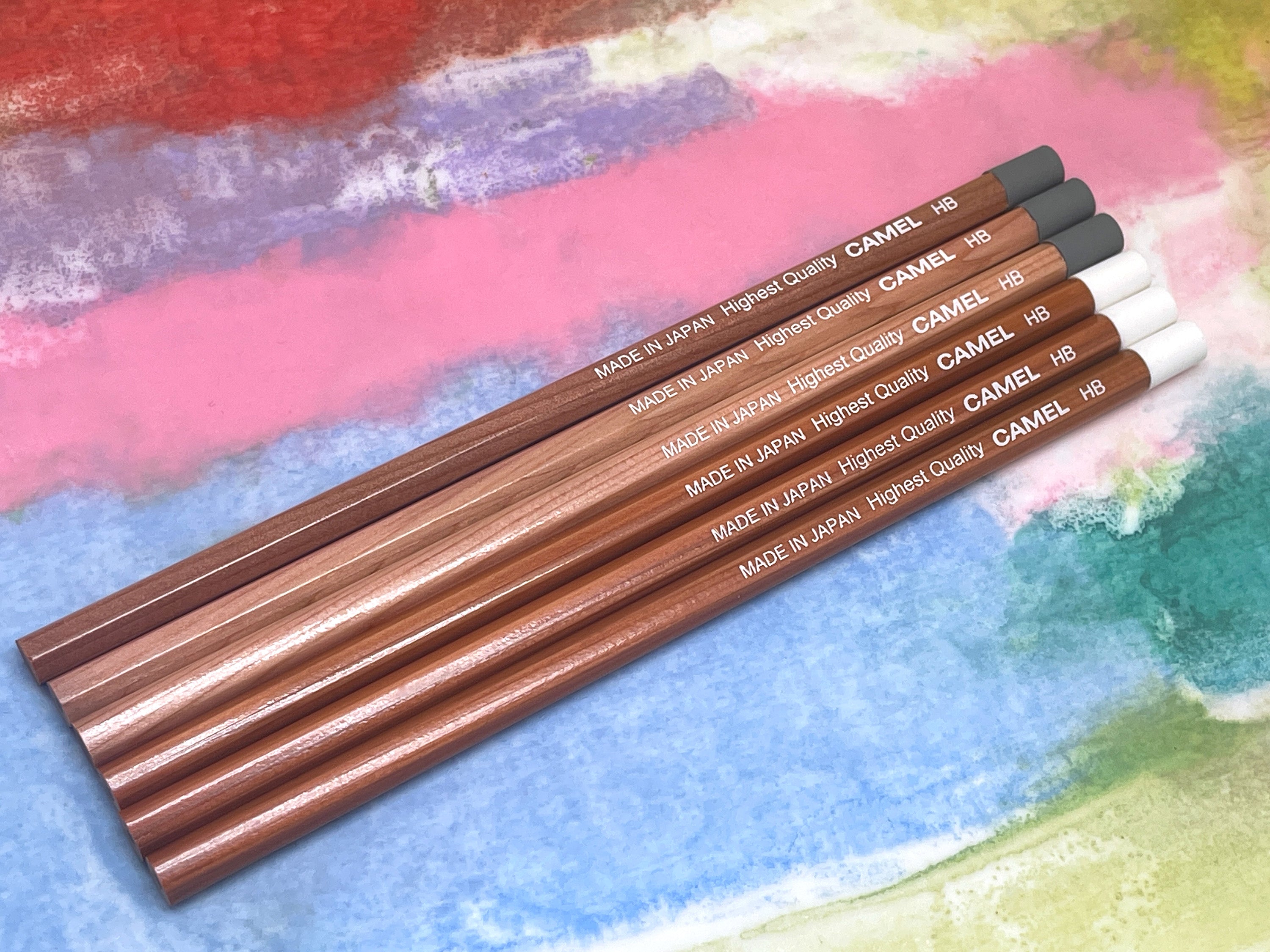 Camel HB Graphite Pencils Natural Lacquer | Set of 6 with Sharpener