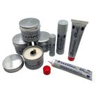 Coccoina is non-toxic glue made from potato starch in a variety of applications, including glue sticks, liquid glue, paste tins and more on a white background.