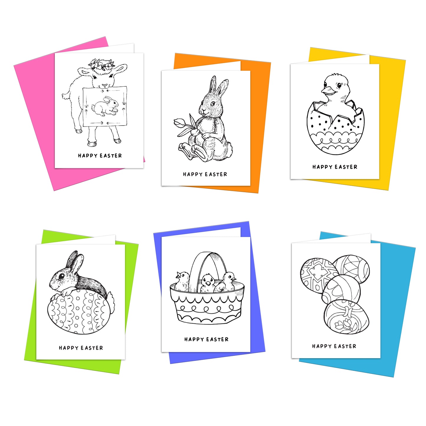 Happy Easter Coloring Cards