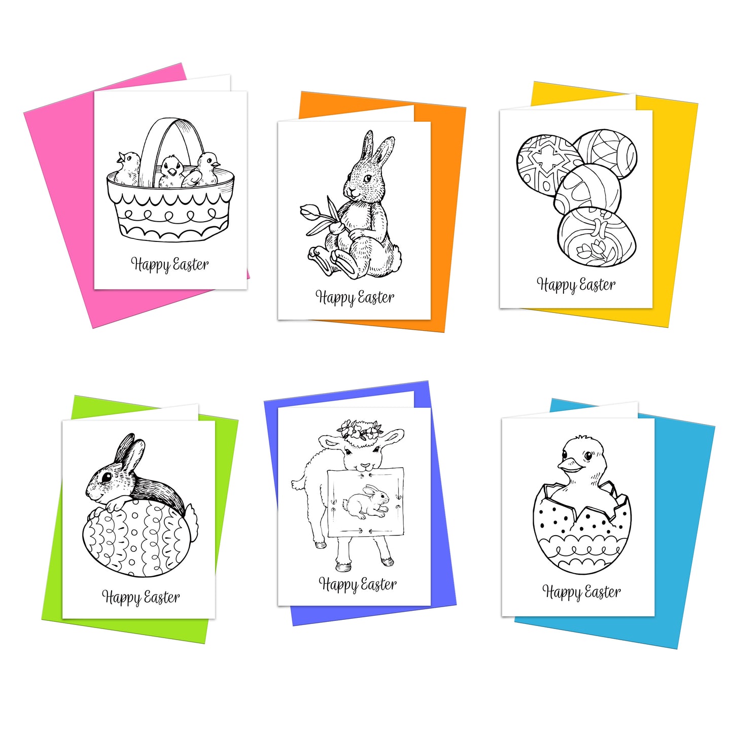 Happy Easter Coloring Cards