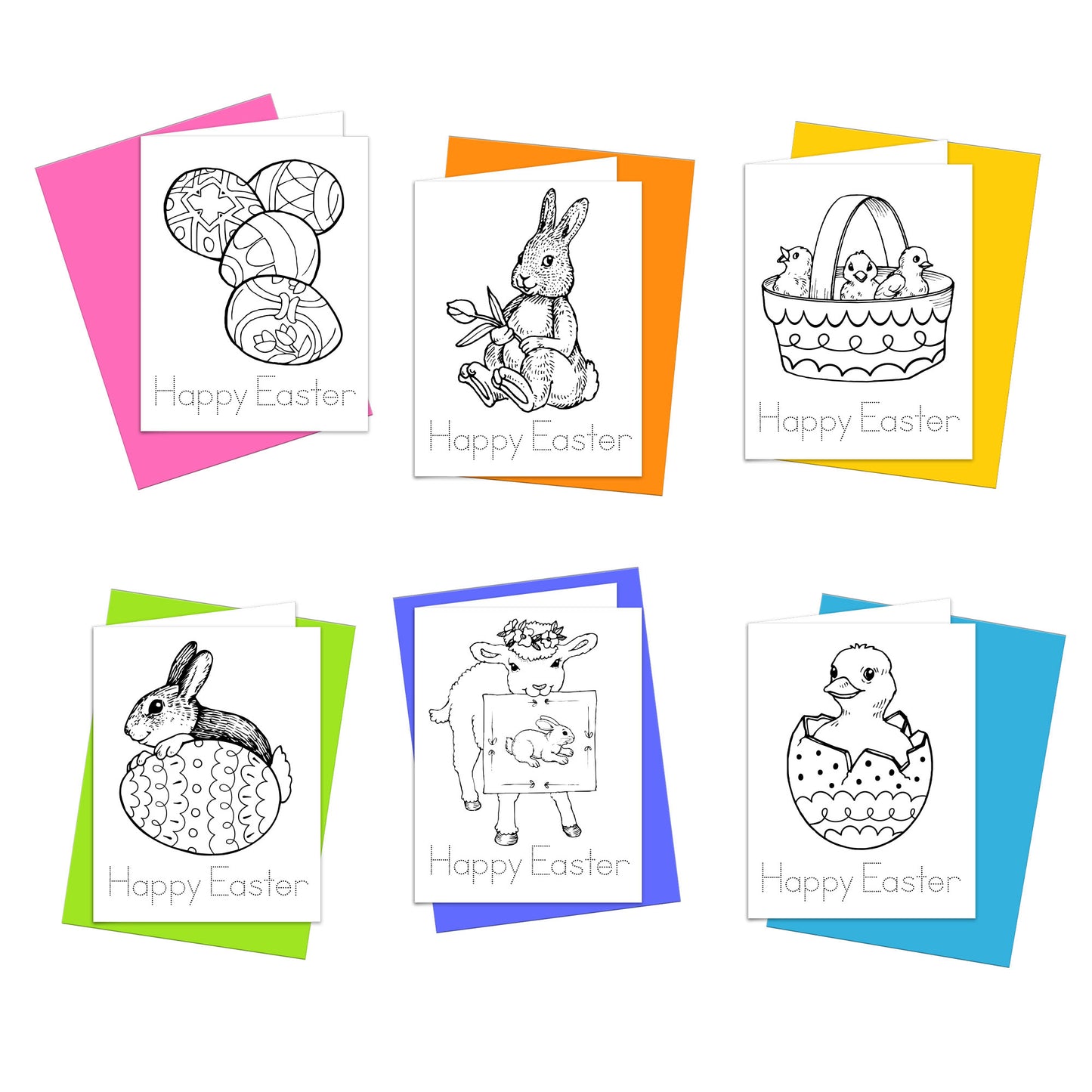 Happy Easter Coloring Cards