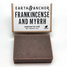 Earth & Anchor Italian Frankincense-and-Myrr soap bar with packaging on a white background