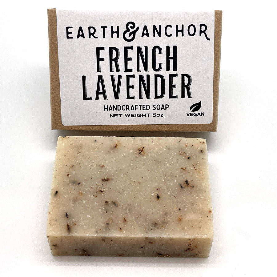 French Lavender Natural Vegan soap on white background