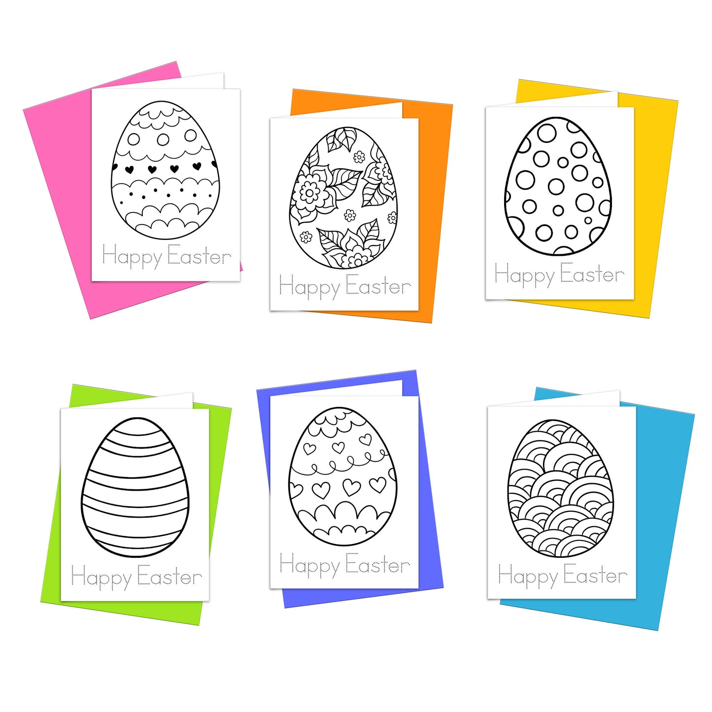 Happy Easter Eggs to Color