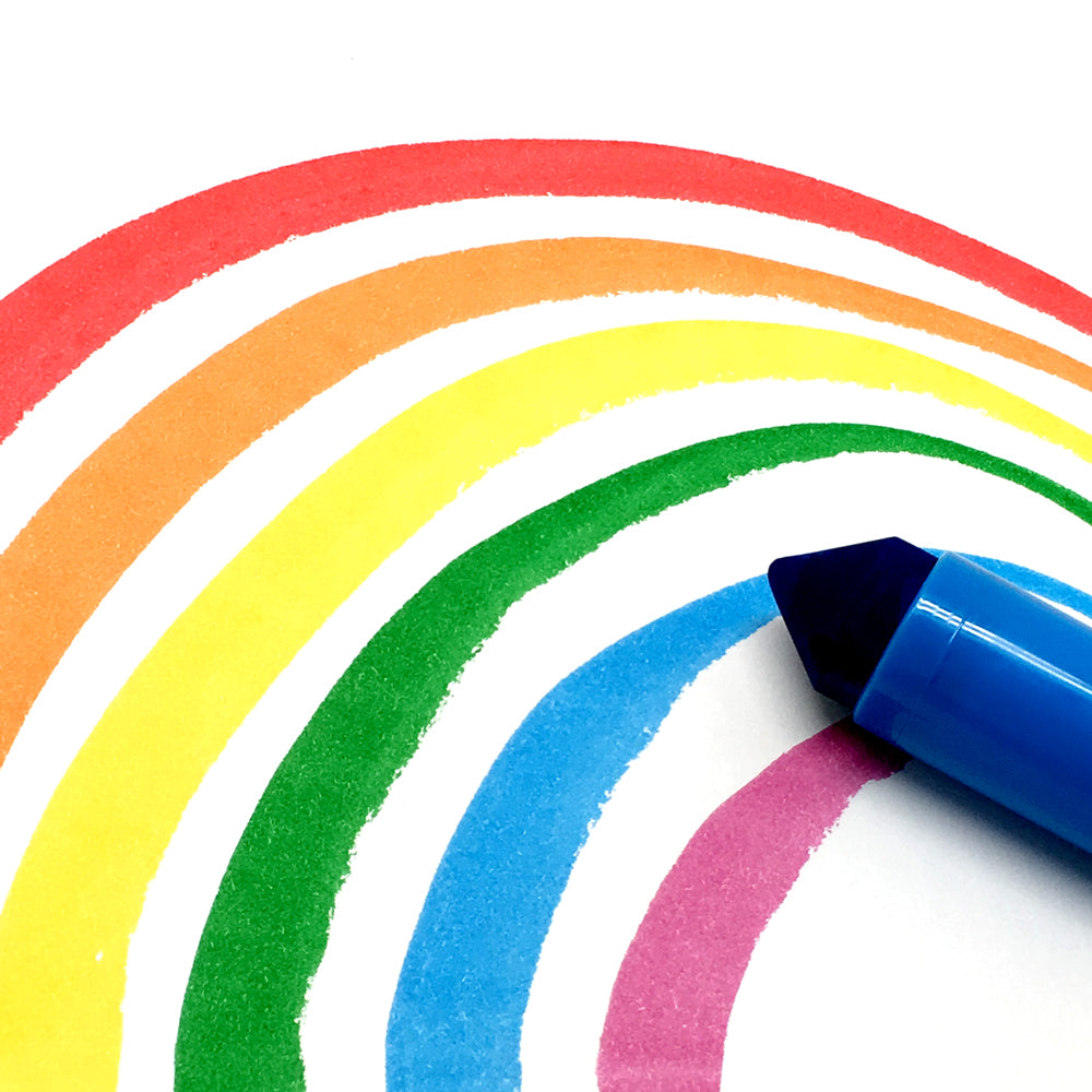 Washable markers drawing a rainbow