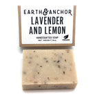 Earth & Anchor Lavender and Lemon soap bar with packaging on a white background