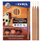 Lyra Germany Color Giants Skin Tones colored pencils, showing the retail box, one pencil in front, and three loose pencils on a white background.