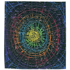 Colorful circular pattern with a grid on a black background