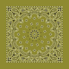 Classic 100% Cotton paisley pattern bandana in olive green Made in USA 