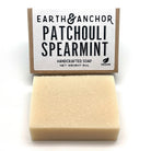 Earth & Anchor Patchouli Spearmint soap bar with packaging on a white background