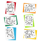 Set of 6 Christmas cards to color with black and white illustrations of arctic animals with snowflakes 