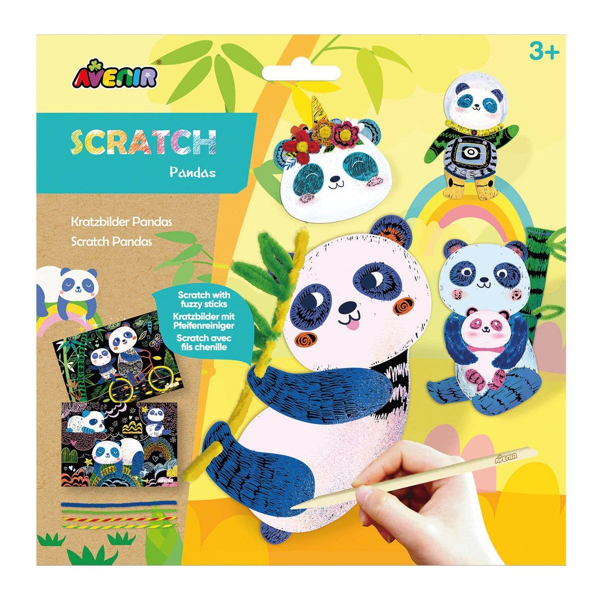 Rainbow scratch art activity with Pandas
