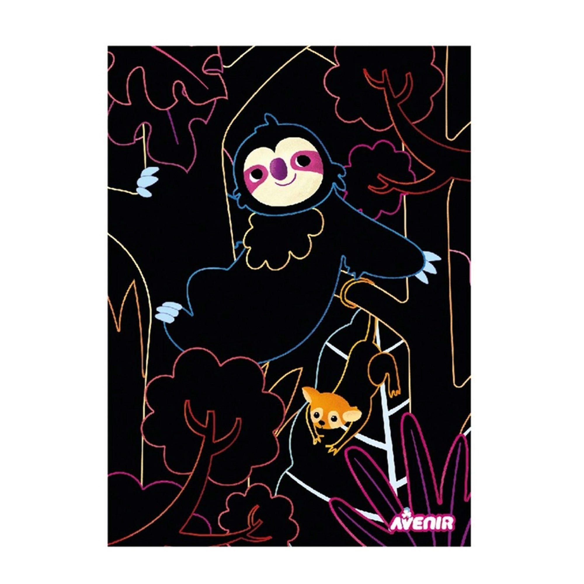 Rainbow scratch art activity cute sloth