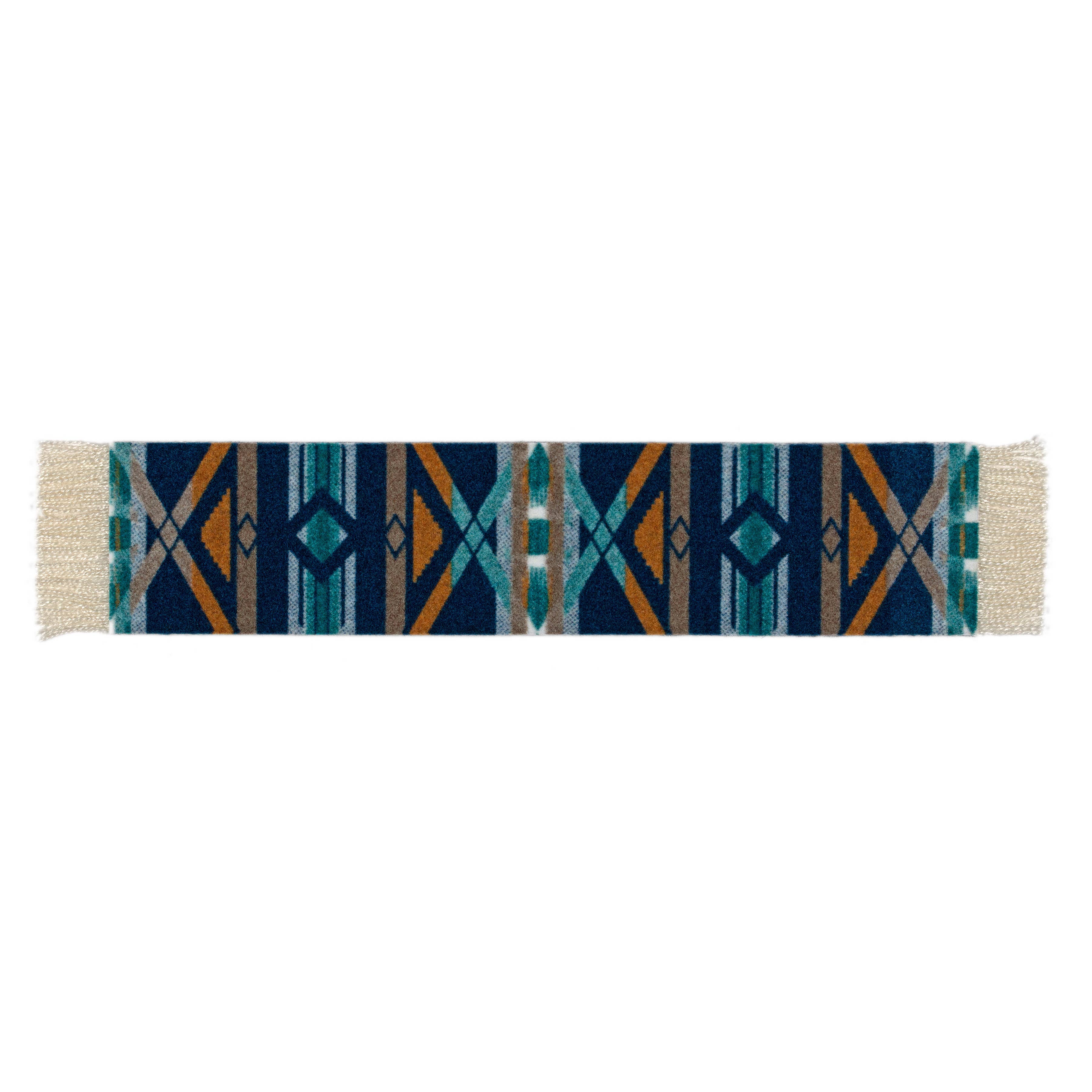 Woven Pendleton patterned bookmark with geometric design on a white background