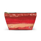 Art on the Go zipper pouch with abstract design with multiple colors, featuring a black zipper and a gold-tone hardware closure.