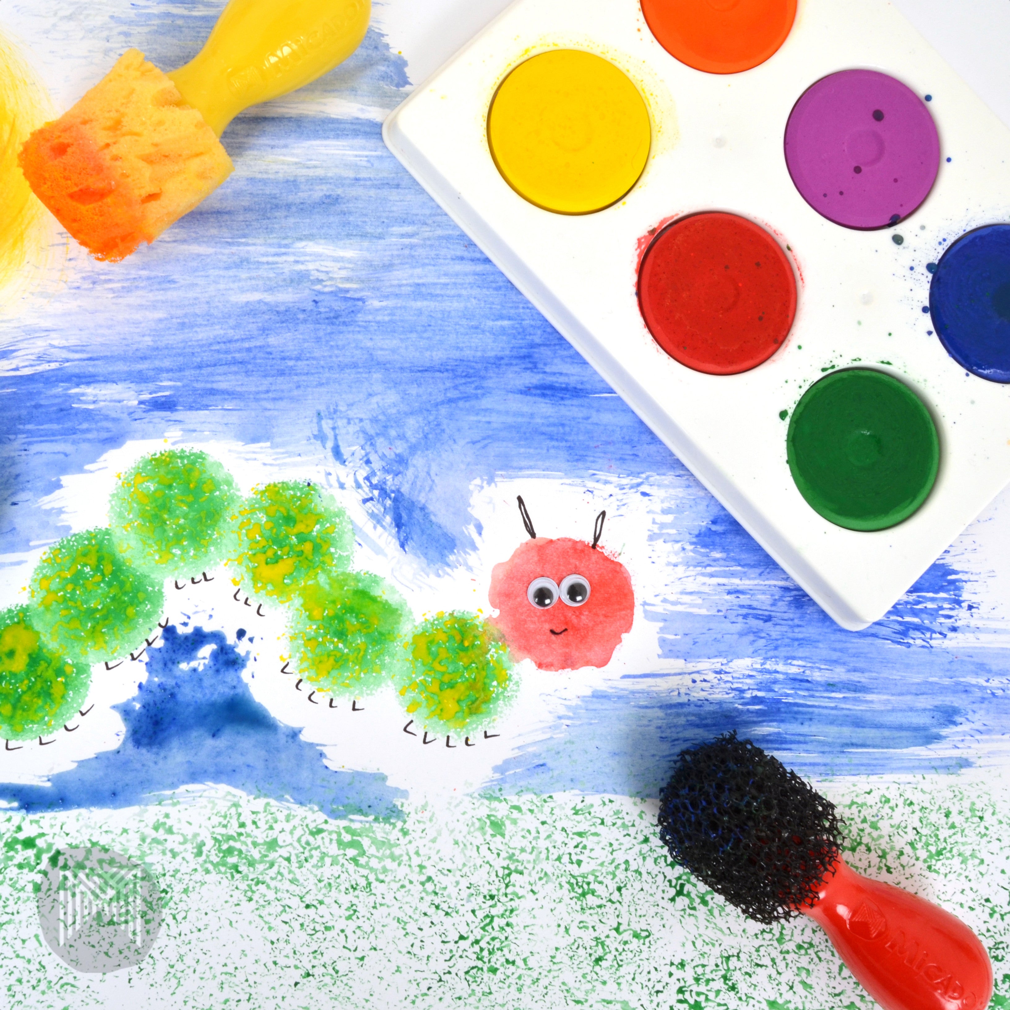 tempera paints with caterpillar painting
