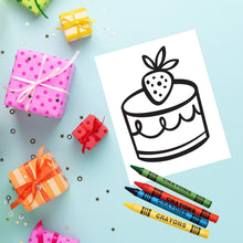 Load image into Gallery viewer, Coloring cards with cute kawaii style cakes and cupcakes to make your own birthday cards
