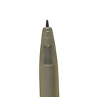 Close up of the fine tip of a gel pen on a white background