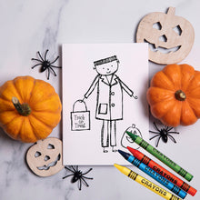 Load image into Gallery viewer, Halloween Coloring Cards Trick-or-Treat Friends
