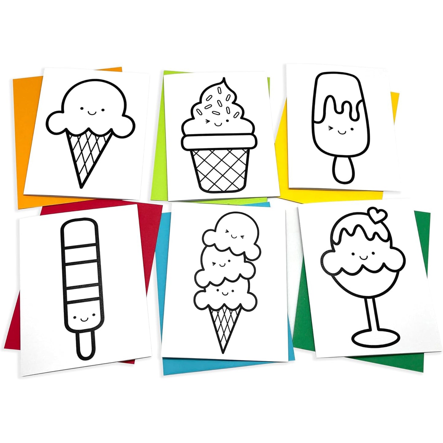 Ice cream Sweet Smiles Coloring Cards