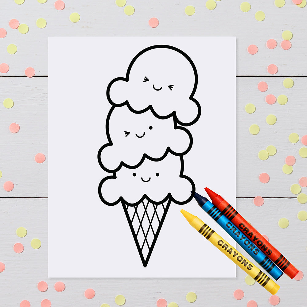 Ice cream Sweet Smiles Coloring Cards