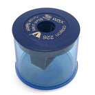 A blue KUM made in Germany jumbo crayon sharpener also sharpens jumbo pencils on a white background
