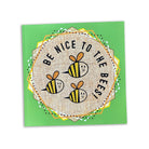 Lined Journal Book with 'Be Nice to the Bees' message and bee illustrations on a green background