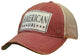 Red and beige cap with 'American Girl' patch on a white background