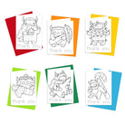 A set of colorful thank you cards with illustrations of Yeti designed for kids to color in.