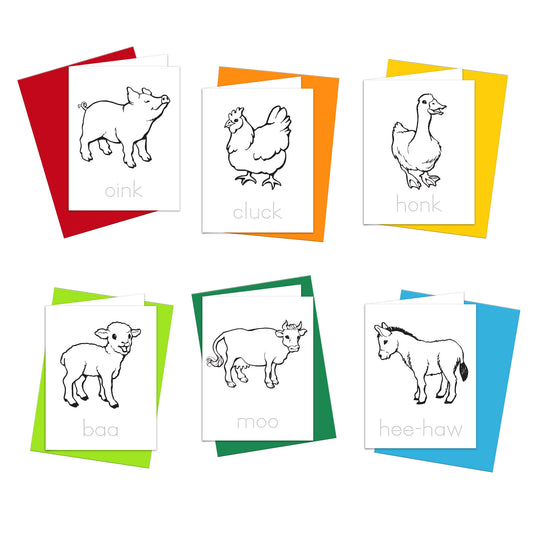 Farm Animals Coloring Cards
