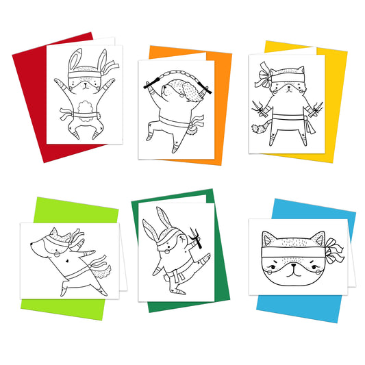 Ninja Notes Coloring Cards