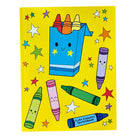 Large size sketchbook with cute kawaii style illustrations of crayons to draw and doodle