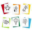 A collection of colorful thank you cards with different illustrations such as a bug, a robot, a star, a fish, a hot air balloon, and flowers, each with the words 'thank you' printed on them. The cards are displayed on a white background.