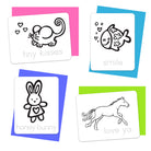 A collection of colorful Valentine's Day cards with various cute illustrations such as animals and phrases, displayed on a white background.