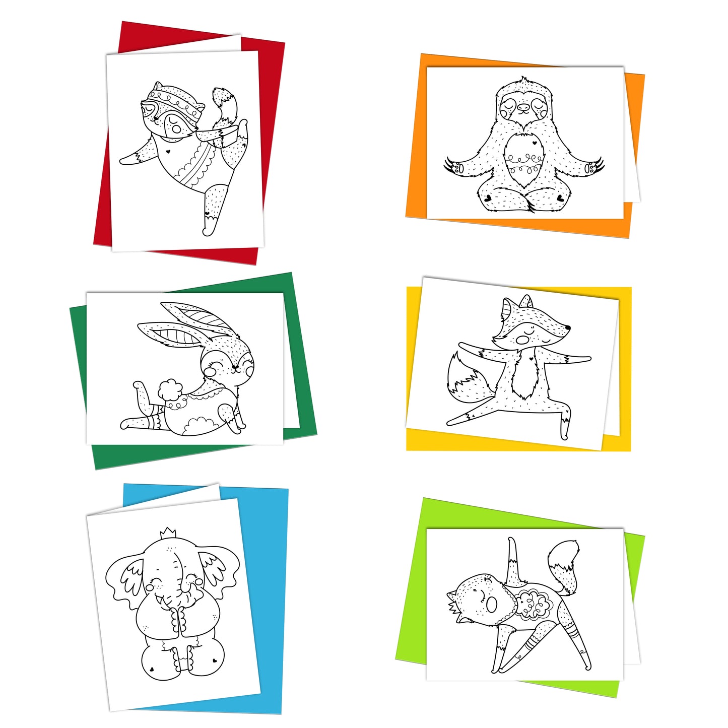 Yoga Buddies Coloring Cards