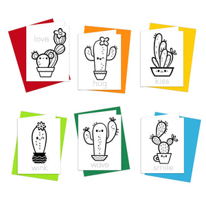Coloring Cards - Cactus Cuties Good Vibes