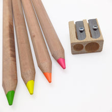 Load image into Gallery viewer, Eco Highlighter Pencils with Jumbo Wooden Sharpener
