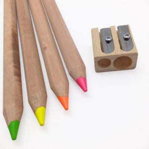 Eco Highlighter Pencils with Jumbo Wooden Sharpener